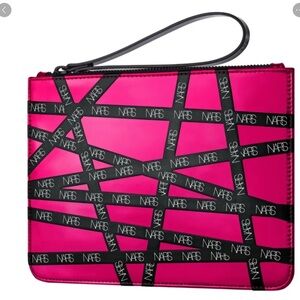 New NARS Vibrant Pink and Black Clutch/Wristlet/Cosmetic Bag